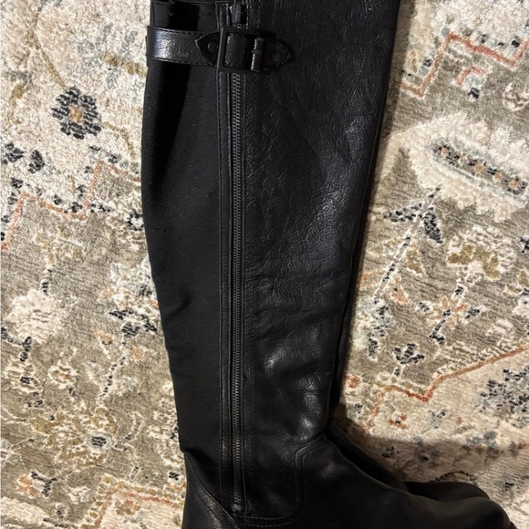 Black Leather Boots Size 9-1/2 Over-the-Knee - Picture 2 of 16